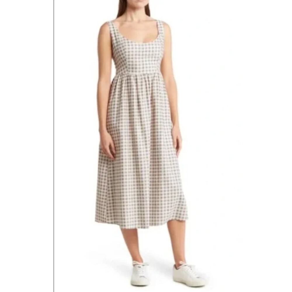 138 WeWoreWhat Women's Gingham Corset Midi Dress Size XL Whisper White NWT